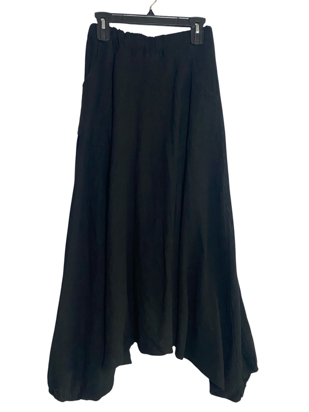 Meo Meli Harem Pants One Size Black Pull On Linen Blend Slouchy Skirt Pants